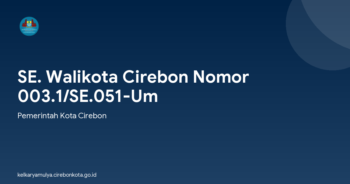 SE. Walikota Cirebon Nomor 003.1/SE.051-Um
